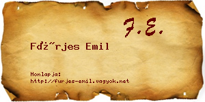 Fürjes Emil névjegykártya